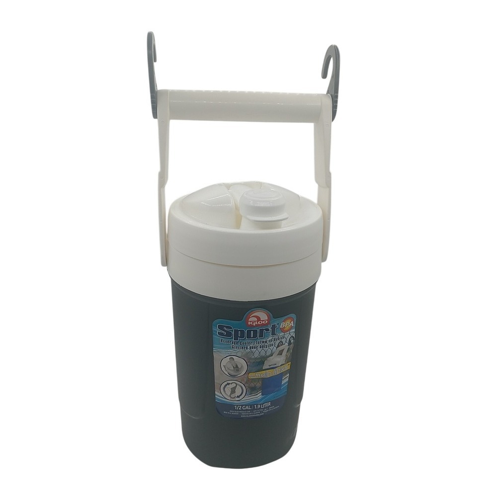 Igloo Sport 1/2 Gallon Beverage Cooler Charcoal Gray White with Fence Hooks
